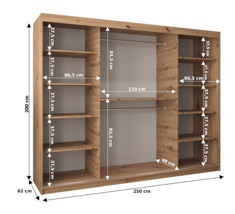 Roma I Sliding Door Wardrobe 250cm