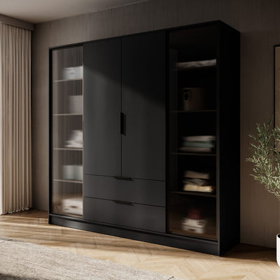 Kelly Hinged Door Wardrobe 206cm [Glass]