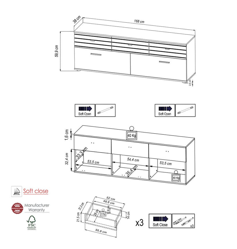 Solea 03 TV Cabinet 168cm