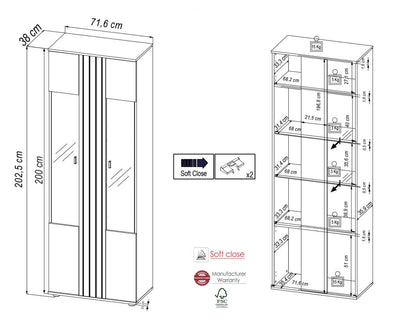 Solea 12 Tall Display Cabinet 72cm