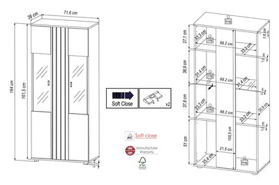 Solea 32 Tall Display Cabinet 72cm