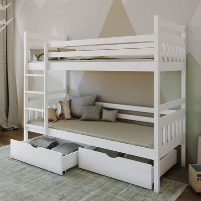 Wooden Bunk Bed Adas with Storage [White] - Product Arrangement #2