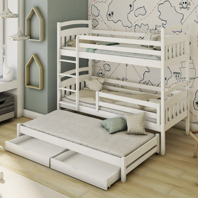 Alan Bunk Bed with Trundle and Storage [White Matt]- Product Arrangement #2