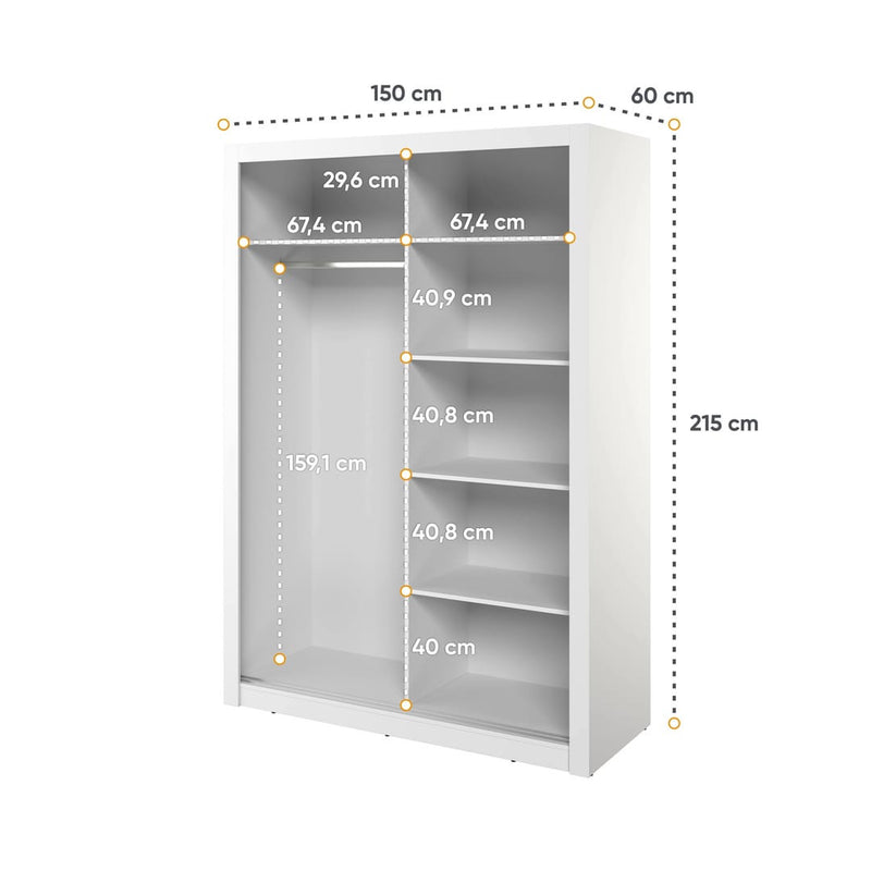 Arti 18 - 2 Sliding Door Wardrobe 150cm