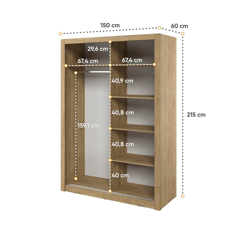 Arti 18 - 2 Sliding Door Wardrobe 150cm