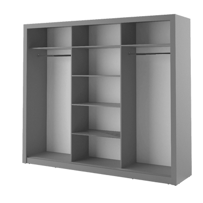 Idea 01 - 3 Sliding Door Wardrobe 250cm [Grey] - Interior Layout