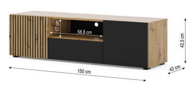 Auris TV Cabinet 150cm [Oak] - Dimensions Image