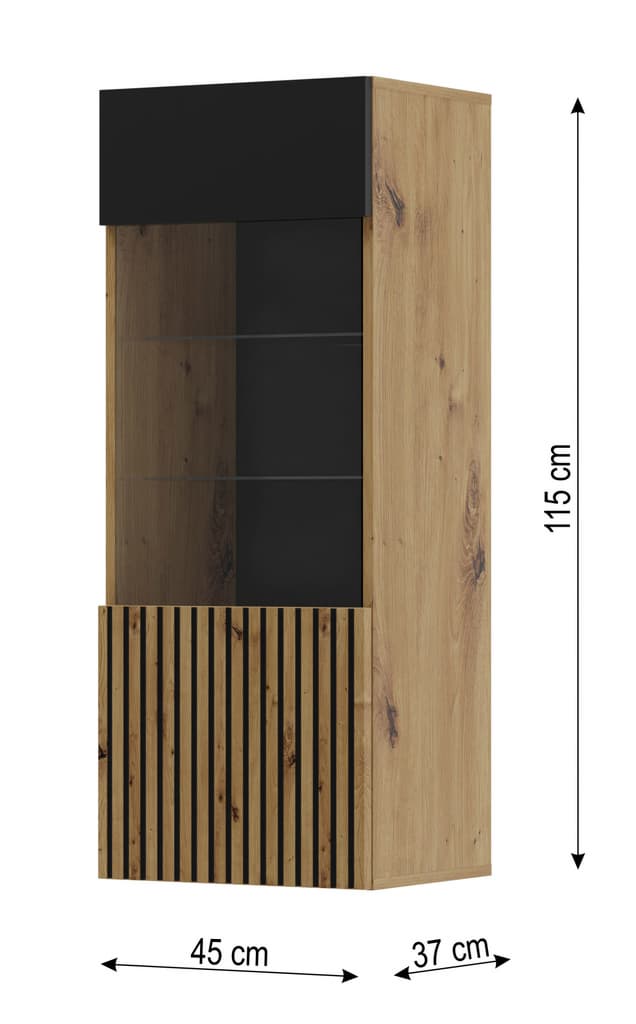 Auris Wall Hung Cabinet 45cm [Oak] - Dimensions Image