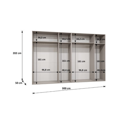 Bari II Hinged Door Wardrobe 300cm