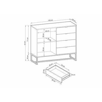 Amber Sideboard Cabinet 103cm