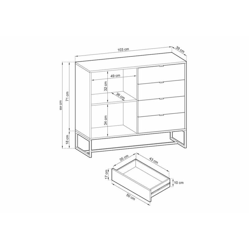 Amber Sideboard Cabinet 103cm