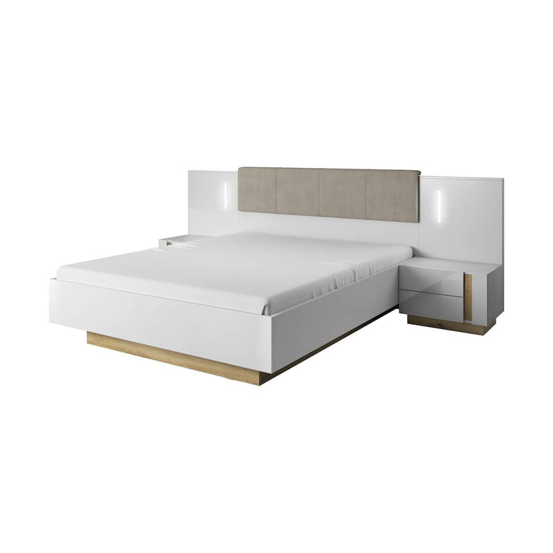 Arco Bed Frame & Bedside Tables [EU King] [White] - White Background