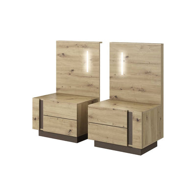 Arco Bedside Cabinets 60cm [Set Of Two] - Oak Artisan - White Background