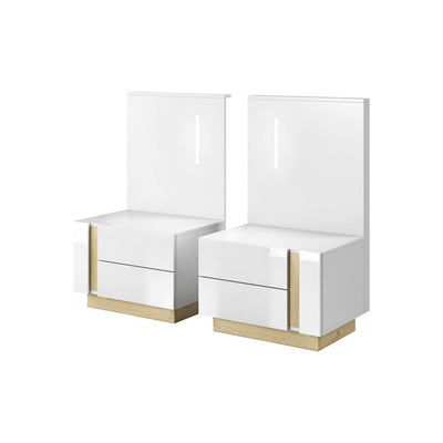 Arco Bedside Cabinets 60cm [Set Of Two] - White - White Background