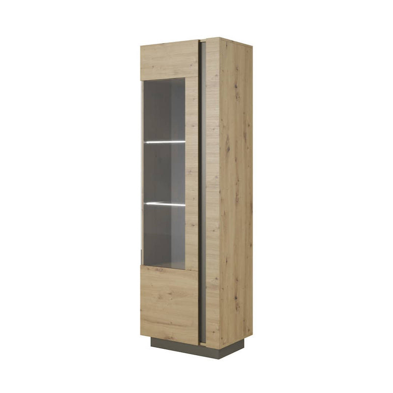 Arco Tall Display Cabinet 60cm [Oak] - White Background