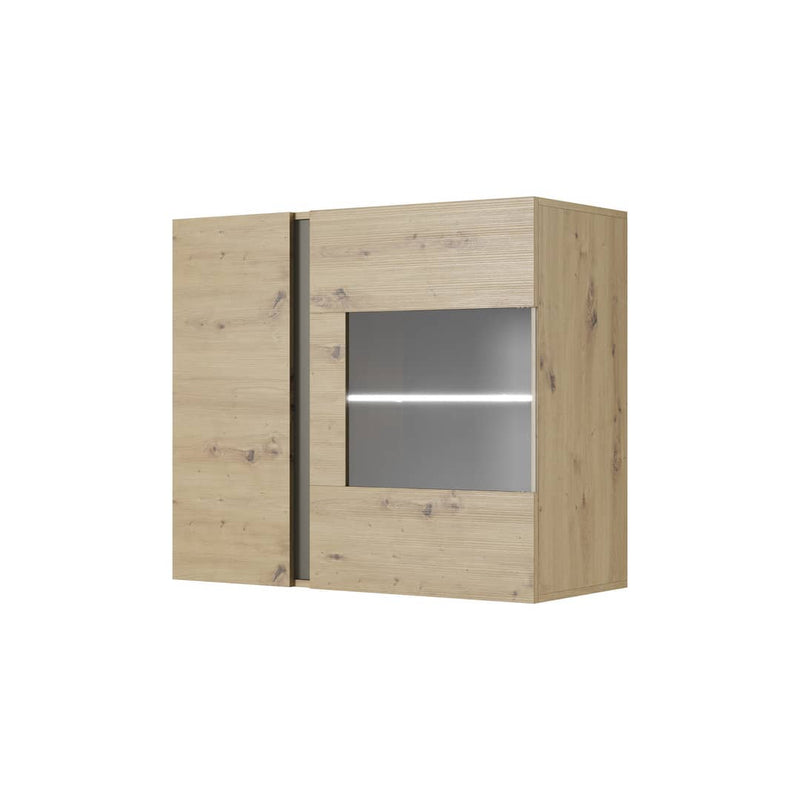 Arco Wall Hung Display Cabinet 97cm [Oak] - White Background