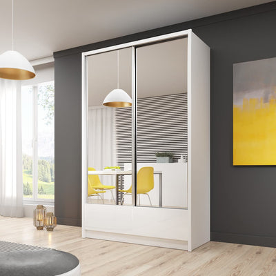 Aria II Sliding Door Wardrobe 154cm [White] - Lifestyle Image