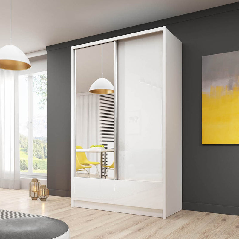 Aria I Sliding Door Wardrobe 154cm [White] - Lifestyle Image