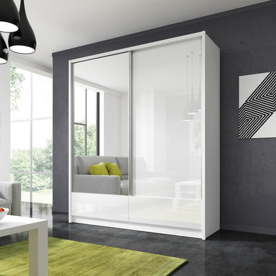 Aria I Sliding Door Wardrobe 184cm [White] - Lifestyle Image