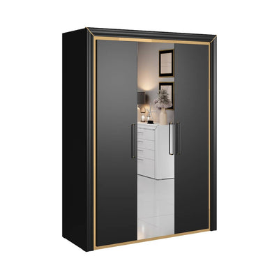 Arno Hinged Door Wardrobe 155cm [Black] - White Background