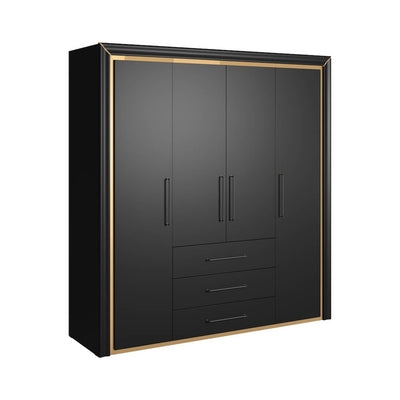 Arno Hinged Door Wardrobe 199cm [Black] - White Background