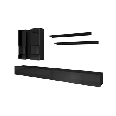 Athens 10 Wall Entertainment Unit [Black] - White Background