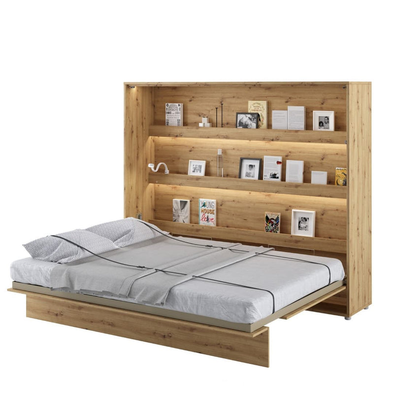 BC-14 Horizontal Wall Bed Concept 160cm [Oak] - White Background 3