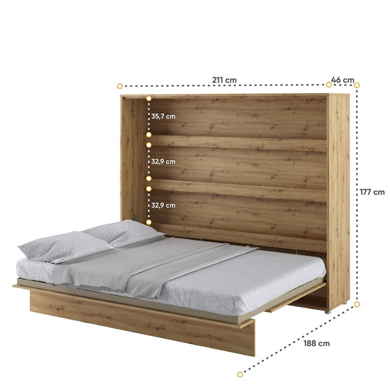 BC-14 Horizontal Wall Bed Concept 160cm With Storage Cabinet
