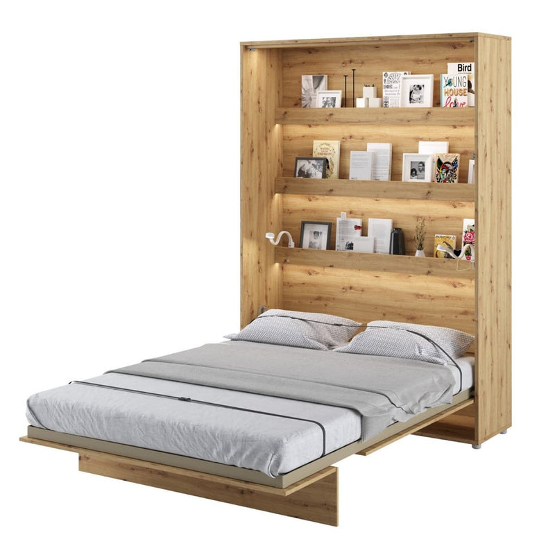 BC-01 Vertical Wall Bed Concept 140cm [Oak] - White Background 3