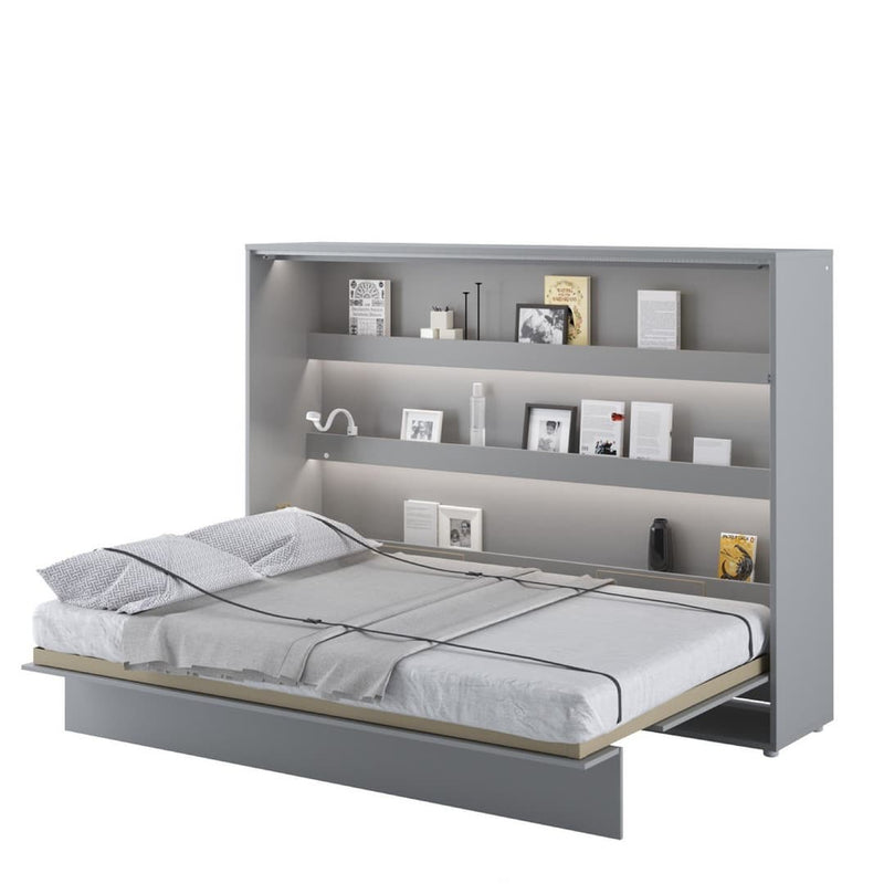 BC-04 Horizontal Wall Bed Concept 140cm With Storage Cabinet [Grey] - White Background 3