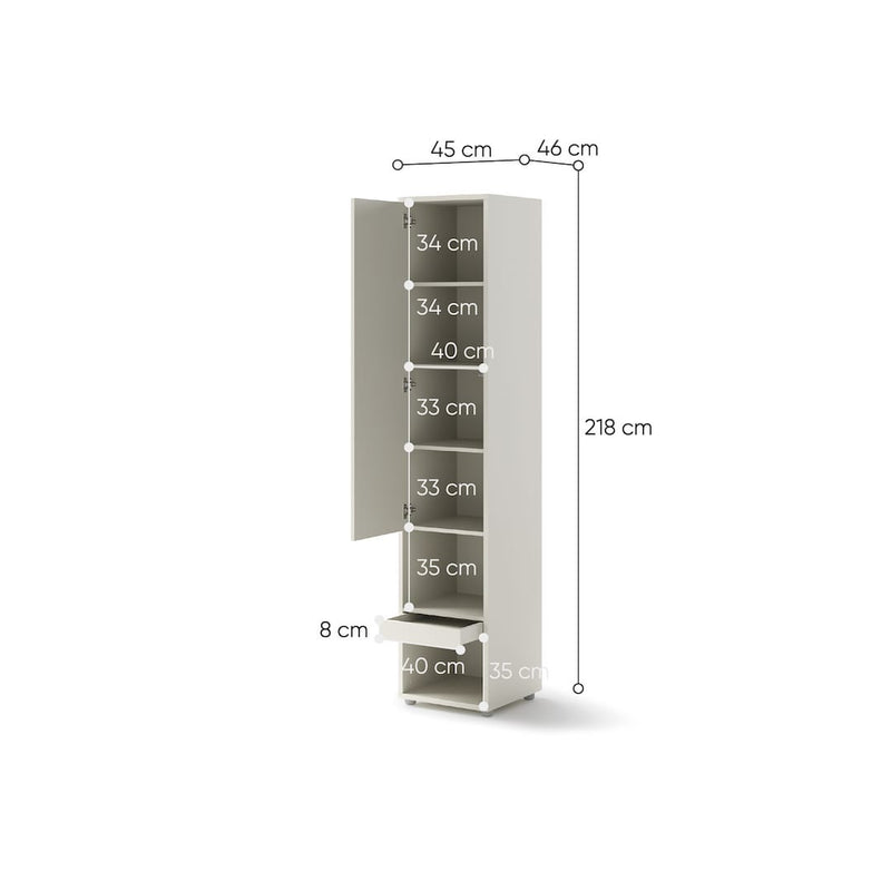 BC-01 Vertical Wall Bed Concept 140cm With Storage Cabinets and LED