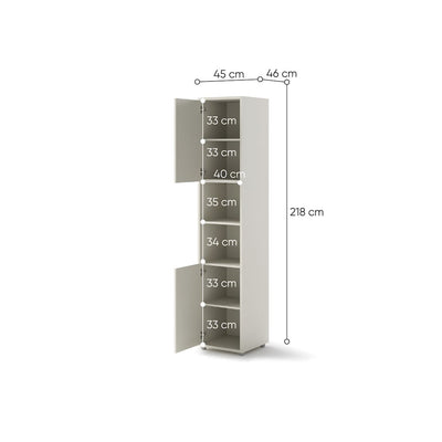 BC-01 Vertical Wall Bed Concept 140cm With Storage Cabinets and LED