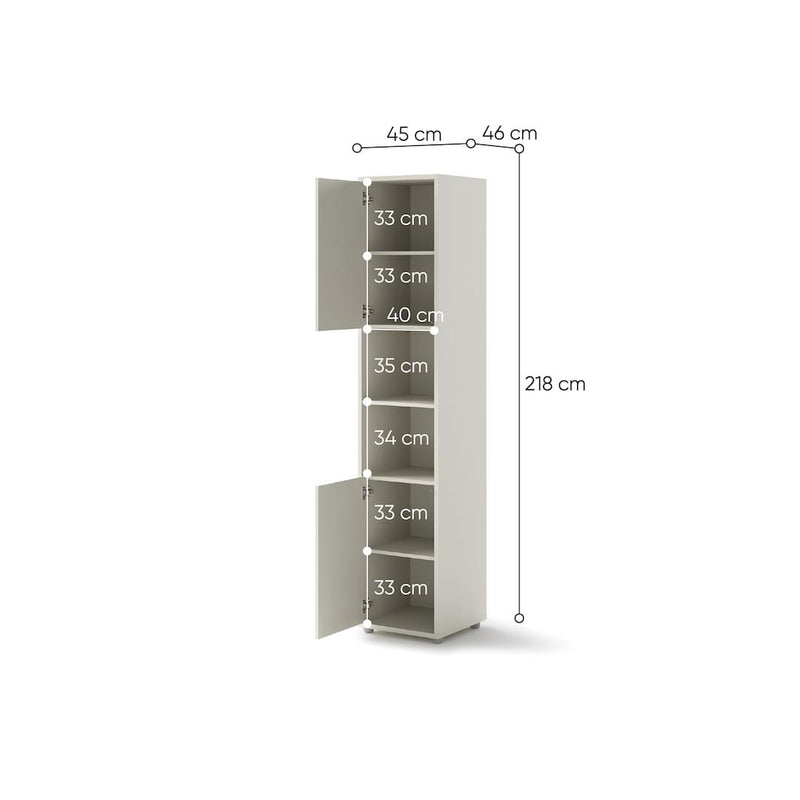 BC-01 Vertical Wall Bed Concept 140cm With Storage Cabinets and LED