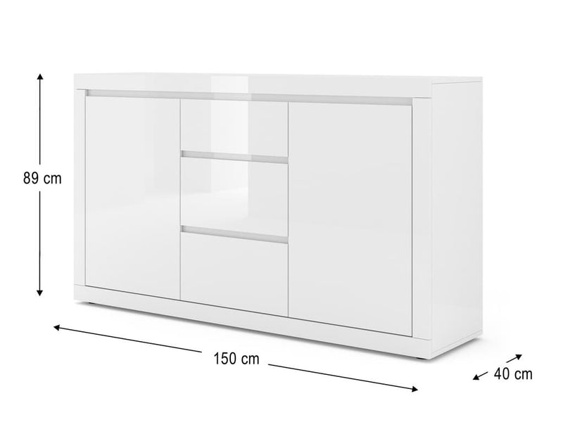 Belle Sideboard Cabinet 150cm [White] - White Background 2