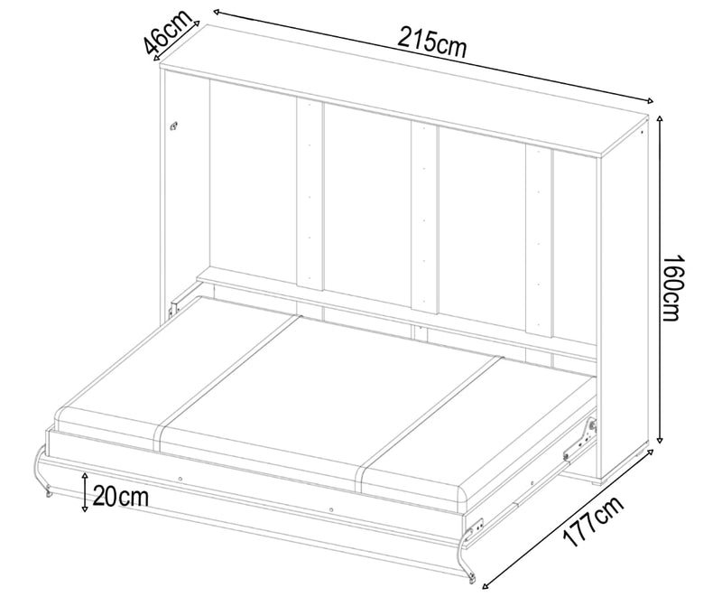 CP-04 Horizontal Wall Bed Concept 140cm - Product Dimensions