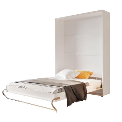 CP-01 Vertical Wall Bed Concept Pro 140cm with Storage Cabinets [White] - Open Wall Bed Image