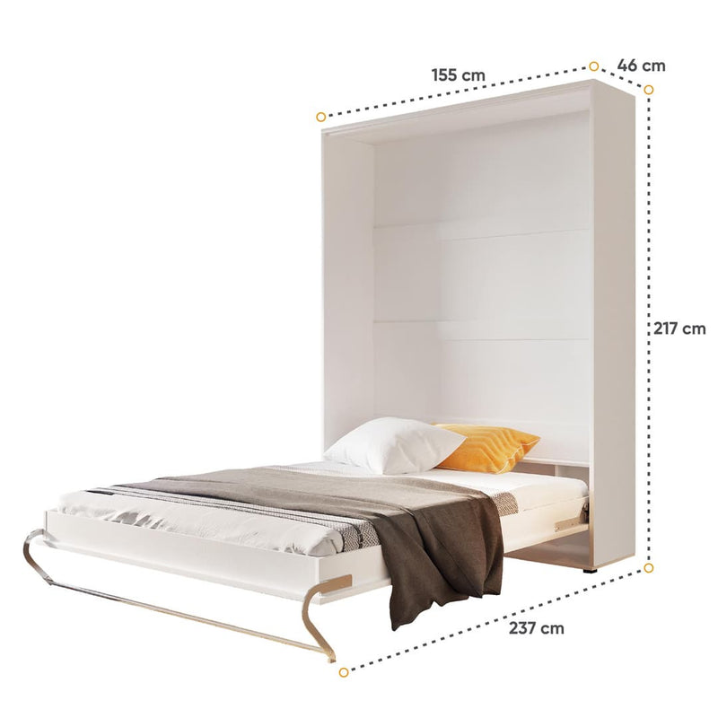 CP-01 Vertical Wall Bed Concept 140cm [White] - Dimensions Image 4