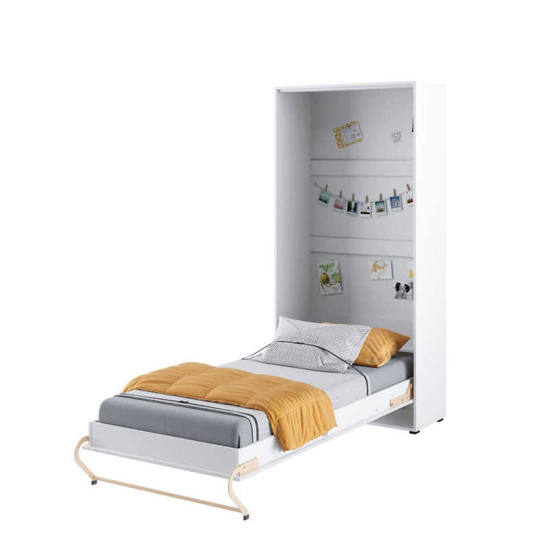 CP-03 Vertical Wall Bed Concept Pro 90cm with Storage Cabinet [White] - Open Wall Bed Image 2