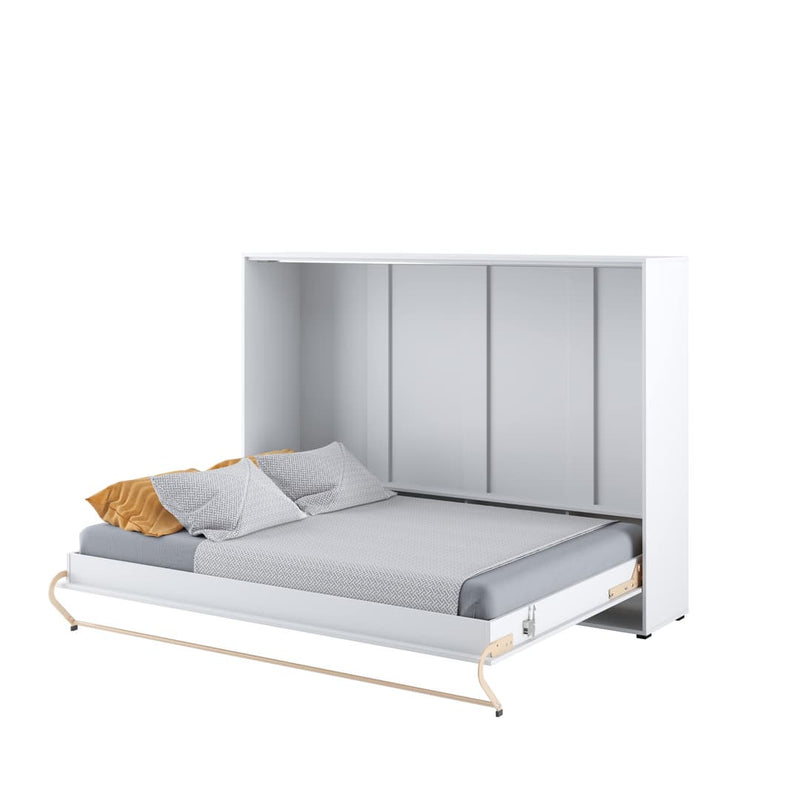 CP-04 Horizontal Wall Bed Concept Pro 140cm with Over Bed Unit [White] - Open Wall Bed Image 