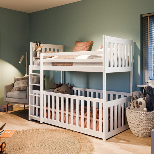 Wooden Bunk Bed Cris with Cot Bed