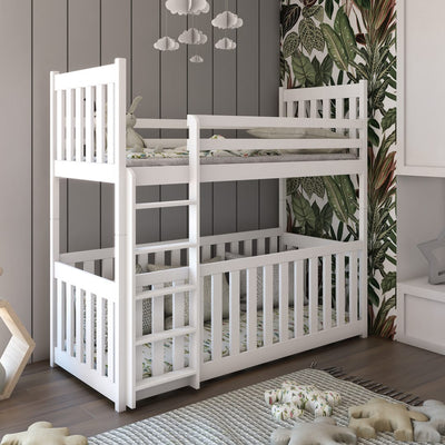 Wooden Bunk Bed Cris with Cot Bed [White] - Product Arrangement #1
