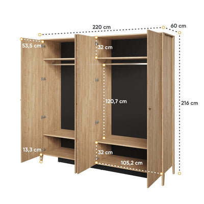 Cozy Hinged Door Wardrobe 220cm