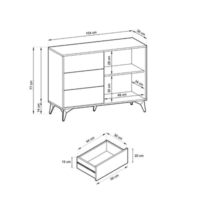 Diamond Sideboard Cabinet 104cm [Drawers]