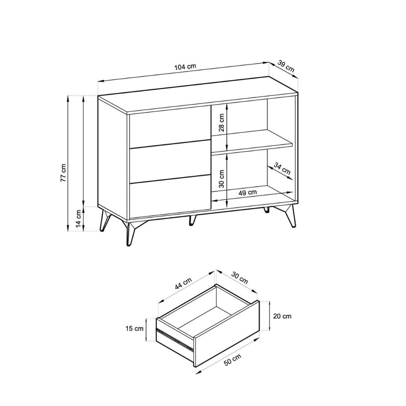 Diamond Sideboard Cabinet 104cm [Drawers]