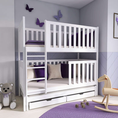 Emily Bunk Bed with Trundle and Storage [White Matt] - Product Arrangement #3