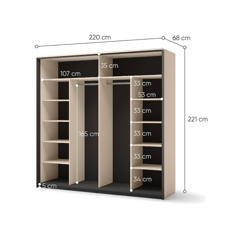 Enna EN-01 Sliding Door Wardrobe 220cm