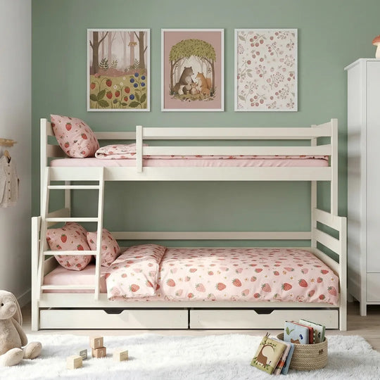 Wooden Bunk Bed Fami With Drawers