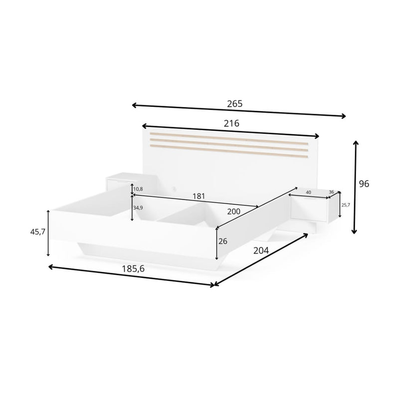 Florencja Bed Frame With Bedside Cabinets [EU Super King]