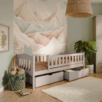 Wooden Single Bed Gucio with Storage