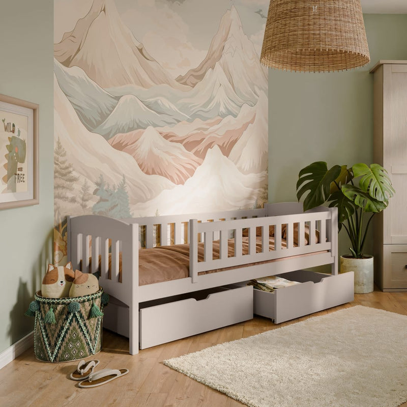 Wooden Single Bed Gucio with Storage